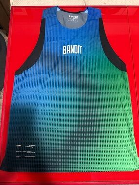 Bandit Running Mens Specter Race Singlet Boston Blue Green Small